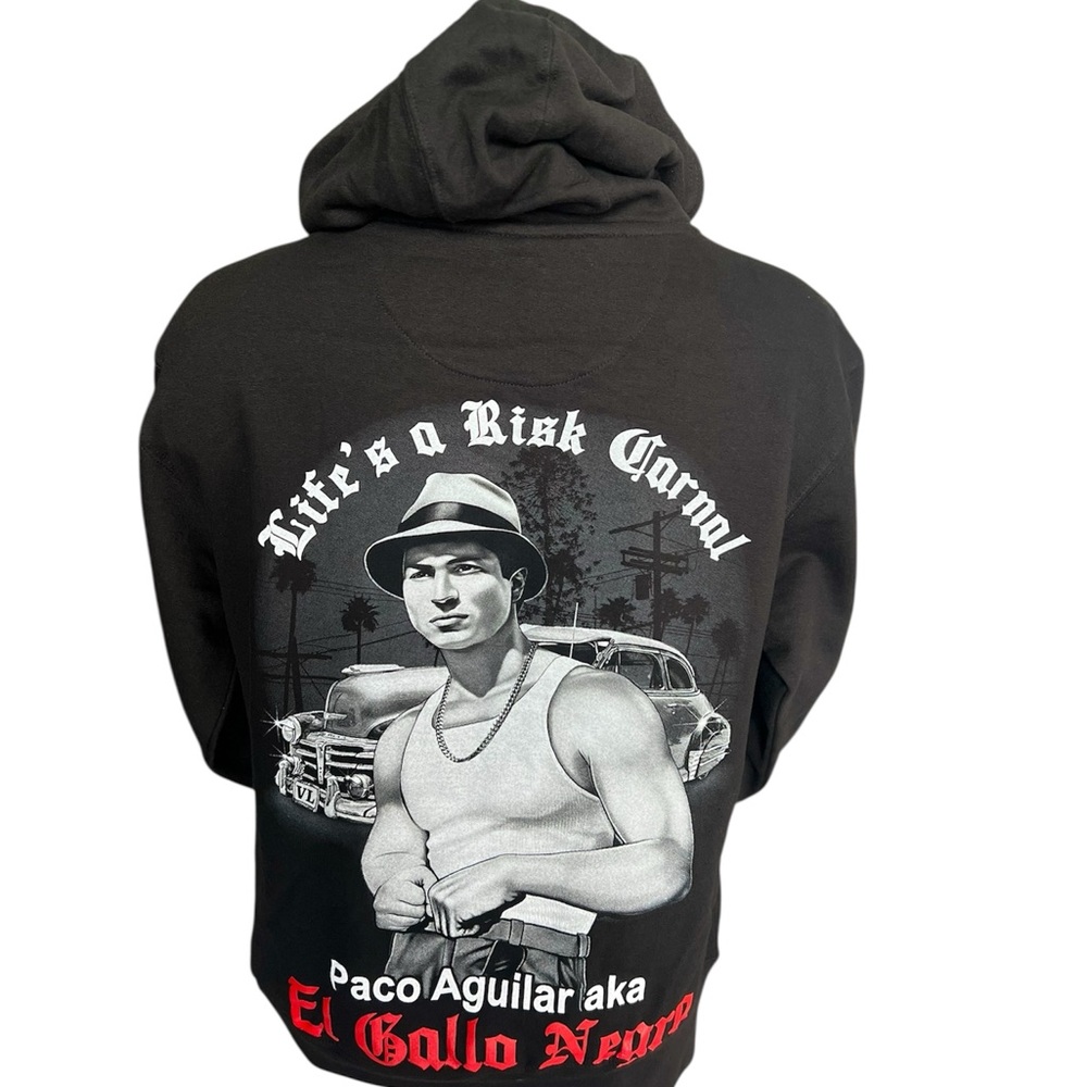 Black Graphic Hoodie with El Gallo Negro Design
